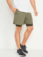 Old Navy Go 2-in-1 Workout Shorts + Base Layer Mens 2XL Tall Sage Green NEW