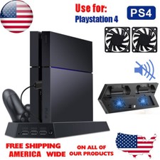 For PlayStation 4 PS4 Cooling Station Vertical Stand 2 Controller Charging Dock