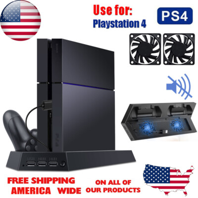 For PlayStation 4 PS4 Cooling Station Vertical Stand 2 Controller Charging Dock