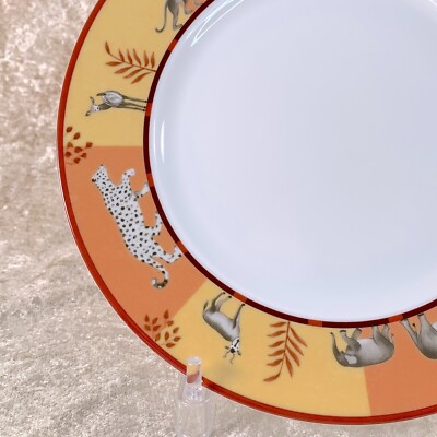 Hermes Paris Dessert Plate Africa Orange Porcelain Tableware 22cm