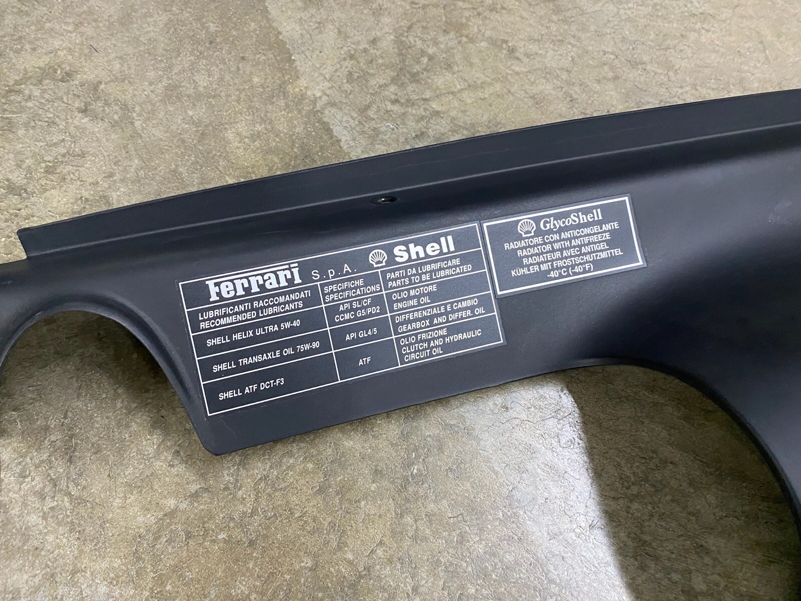 OEM FERRARI 488 GTB DRIVER REAR ENGINE BAY COVER PANEL VENT TRIM LEFT 86258000