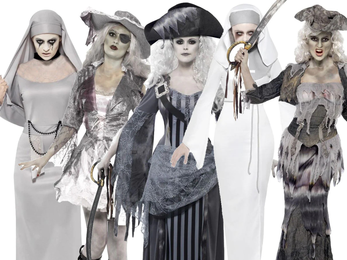 Adulto Disfraz de Fantasma Mujer Ghost Pirate Monja Halloween Disfraz