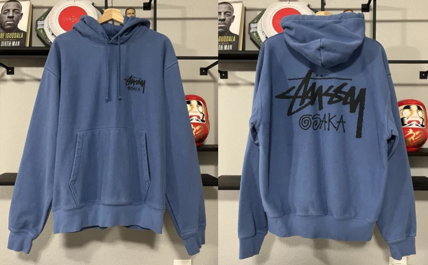 Sweat à capuche bleu exclusif Stussy Osaka Store L
