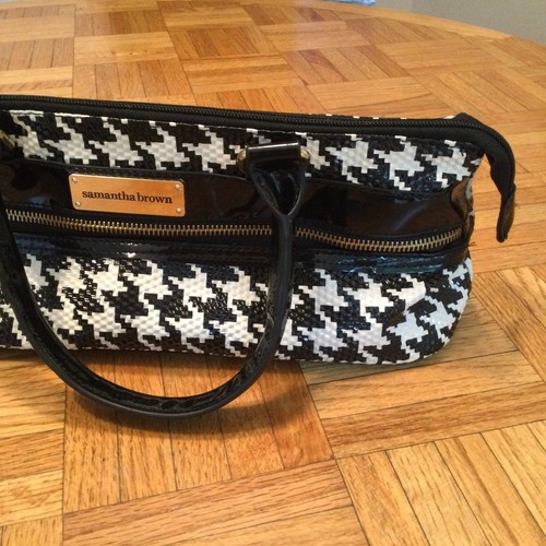 Wine Bag Samantha Brown Insulated Purse Black & White Houndstooth Pattern New - Picture 3 of 14
