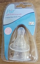 3 Months Pur 2 Medium Flow Silicone Teats Nipples New in Packaging
