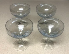 (4) Schott-Zwiesel Neckar Smoke Iridescent Blue Champagne/Sherbet 4 1/4" Tall