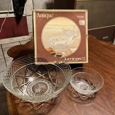 Luminarc Antique Fine Crystal Chip And Dip Bowl Set (clip missing)