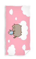 Pusheen Strandtuch Kinder Bad Pool Reise 100% Baumwolle Wolken Pink 70Cm X 140Cm
