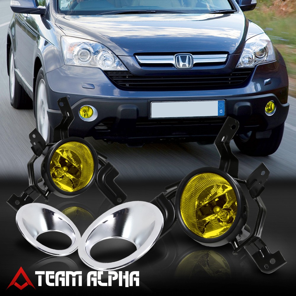 Fits 2007-2009 Honda CRV [Yellow] Bumper Fog Light Lamp w/Switch+