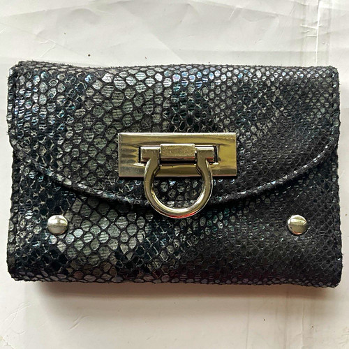 Kardashian Kollection Black Snake Print Trifold Wallet w/ Zip Coin Pocket