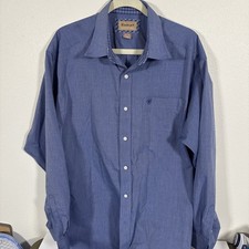 Ariat Shirt Mens XL Blue Wrinkle Free Button Down Western Cotton Q1