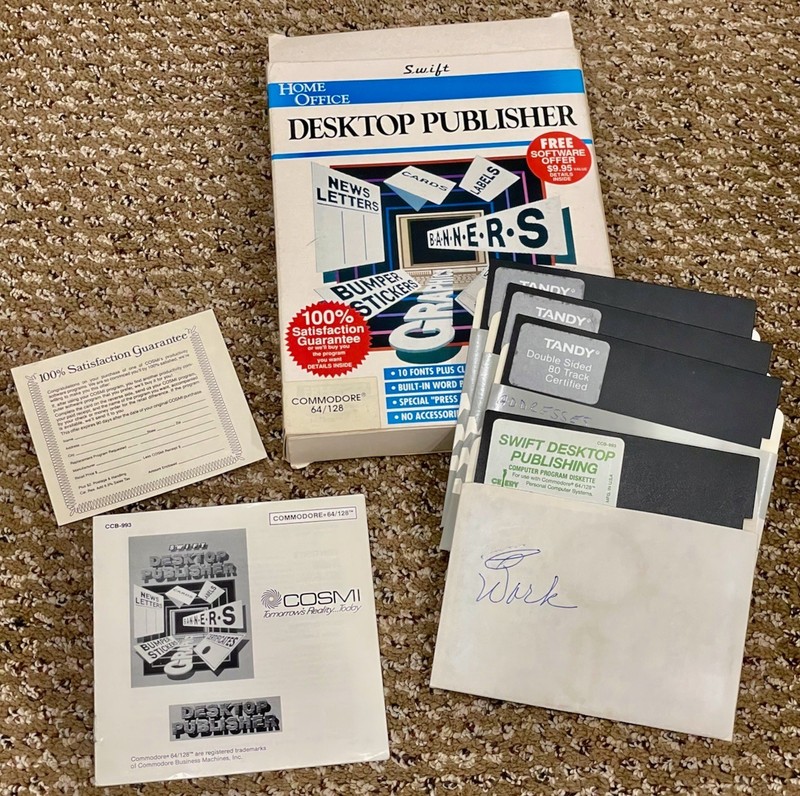 Cosmi Swift Desktop Publisher C64/128 on Floppies in Original Box 1988!