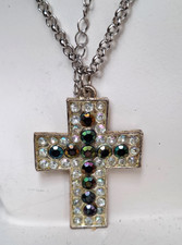 Anhänger Kreuz Edelstahl Zirkonia strahlend blitzend 55mm +Kette 76cm imposant