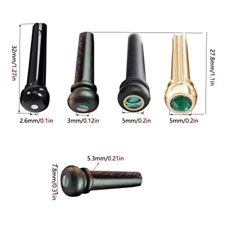 Ubrand AYUBOUSA 6pcs Ebony Guitar Pins Inlaid 2mm Abalone Dot Acoustic Guitar 