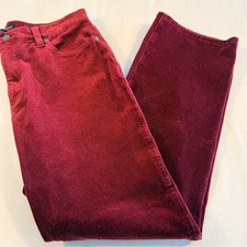 Eileen Fisher Burgundy Corduroy Straight Leg Pants Womens XS MidRise Stretch