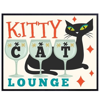 Mid-century modern Wall Decor - Mid-century modern Wall Art - Kitty Cat - Minima