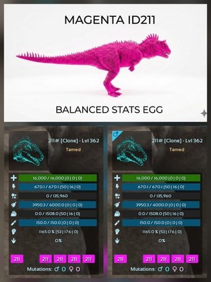 CARCHA BALANCED STATS - Egg Pair - Ark Survival Ascended PVE Official PC/XBX/PS5