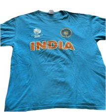 India 2011 ICC Cricket World Cup National Team T Shirt Adult Size Large Blue