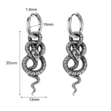 Orecchini in acciaio inox ciondolo SERPENTE vintage da uomo donna punk