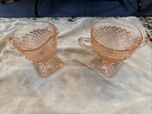 Anchor Hocking Miss America Pink Depression Glass Creamer and Sugar Set
