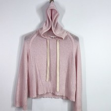Minnie Rose pink 100 cashmere hooded sweater size medium 295
