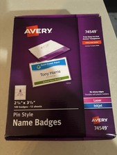 Avery 74549 Pin Style Name Badges 2.25 x 3.5 ...