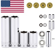 4pcs 14drive 10mm Deepshallow Socket 6 Point Cr-v Steel 10mm