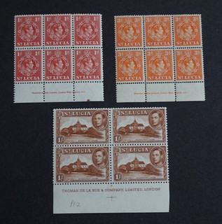 St Lucia 1938 48 Imprint Blocks (x 3) MNH