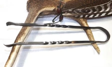 Hand forged small indoor outdoor grilling barbecue tongs