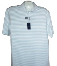 Peter Millar Men's Cotton Blend Gray White Striped Polo Shirt Size XL 125