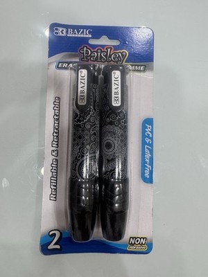Bazic Paisley Pattern Retractable Erasers Multicolor 2-Pack Boys & Girls