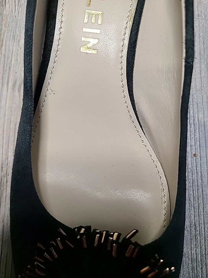 Anne Klein dark green Suede, AKHappy, block heal, Suede Pompon, 10 M - Image 4 of 4