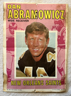1971 Topps Football Pin-Up #22 - DAN ABRAMOWICZ, NEW ORLEANS SAINTS - Ships Flat