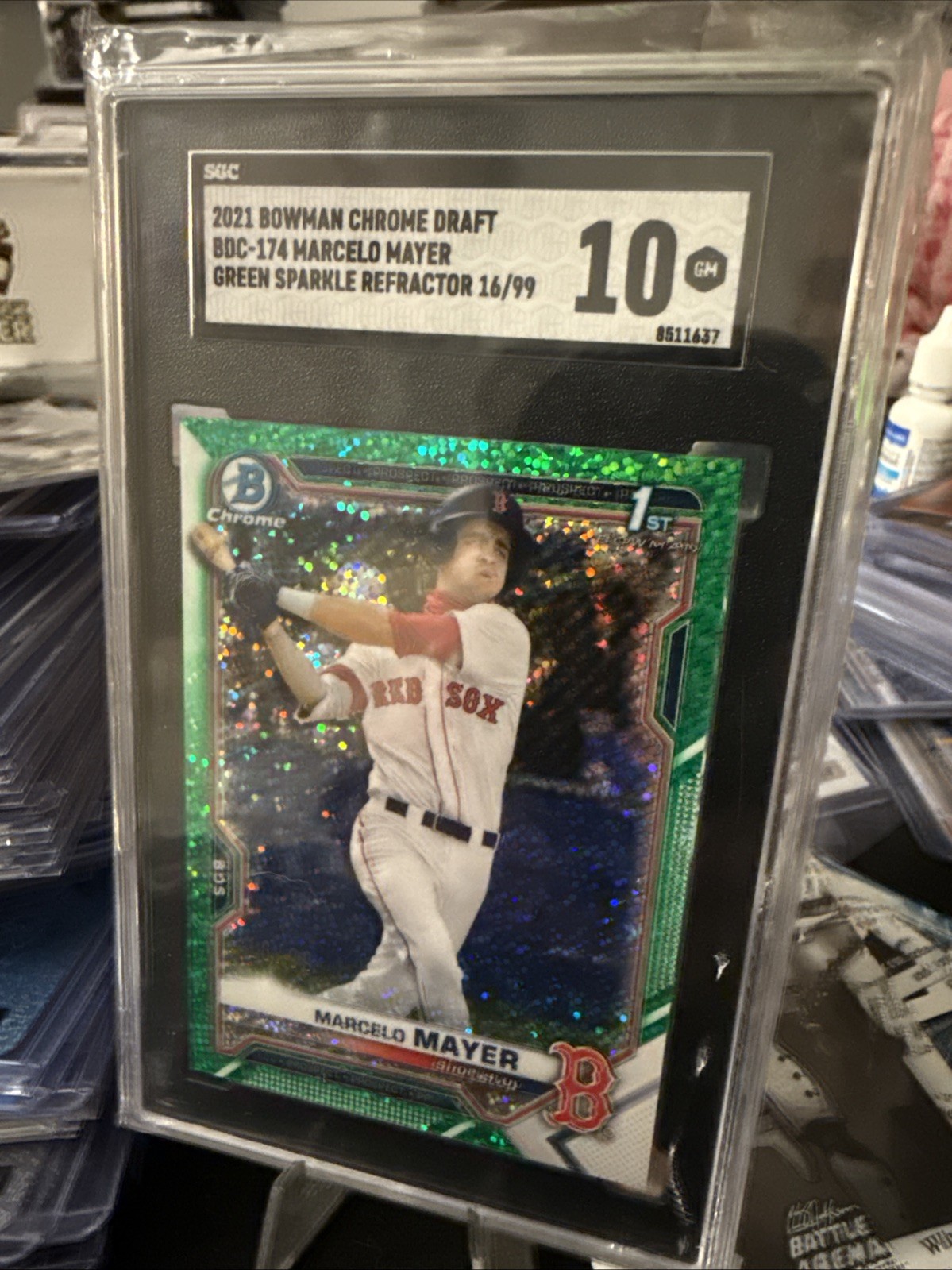 2021 Bowman Chrome Draft /99 Marcelo Mayer Green Sparkle Refractor SGC 10 🔥💎🔥