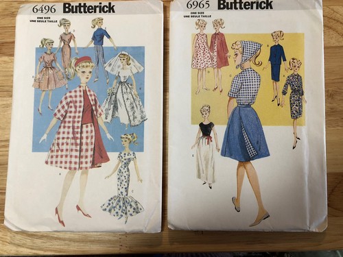 Butterick Barbie Doll Dress Patterns, Lot Of 2. (6965 & 6496). ‘99 & ‘00 Uncut