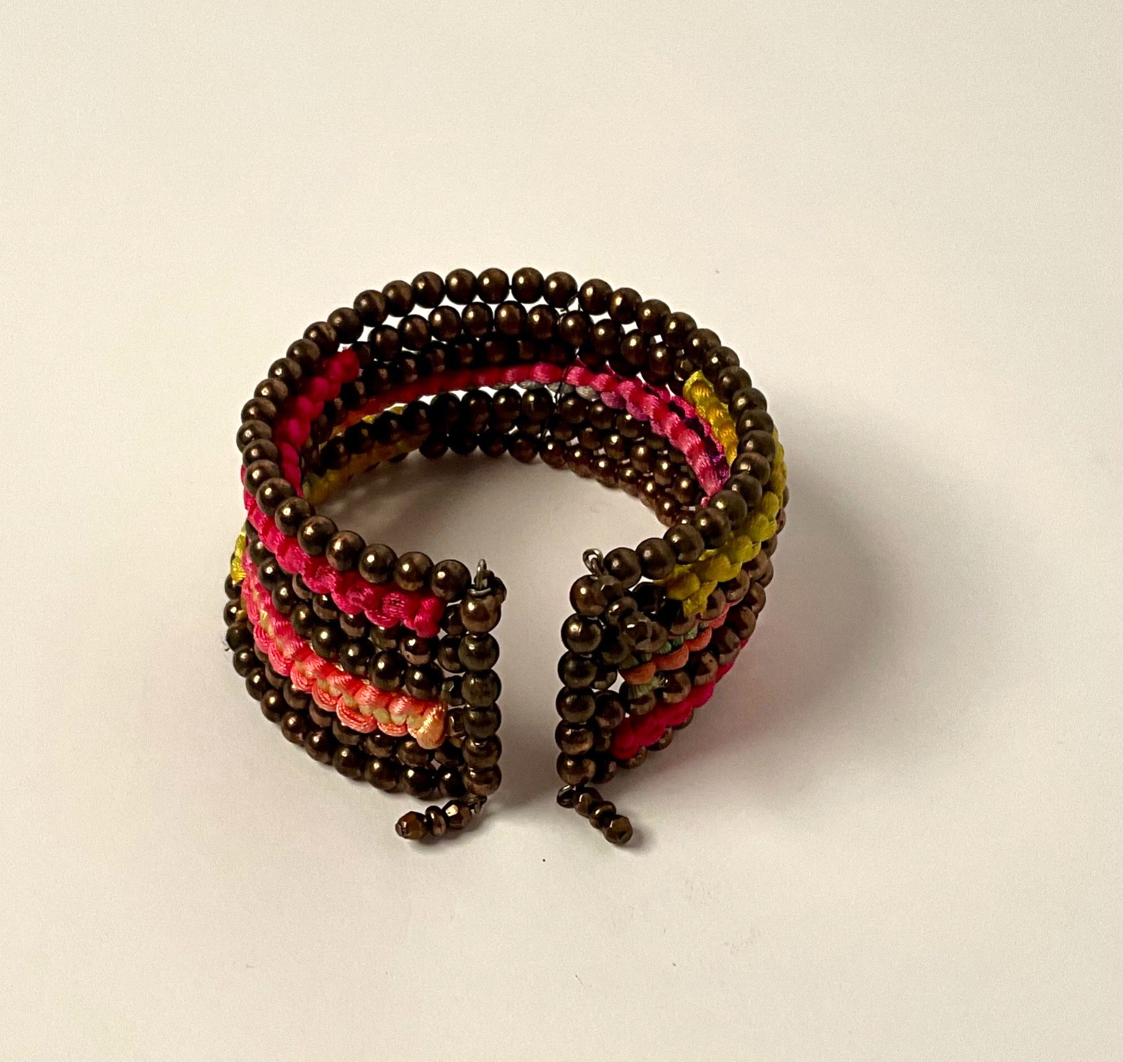 Memory Wire Bangle Cuff Bracelet Multilayered Bea… - image 9