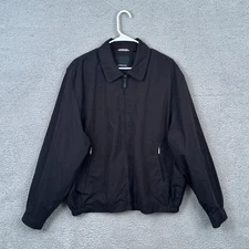 London Fog Men's Black Bomber Jacket Large L Golf Outdoor Mesh Lining Pockets