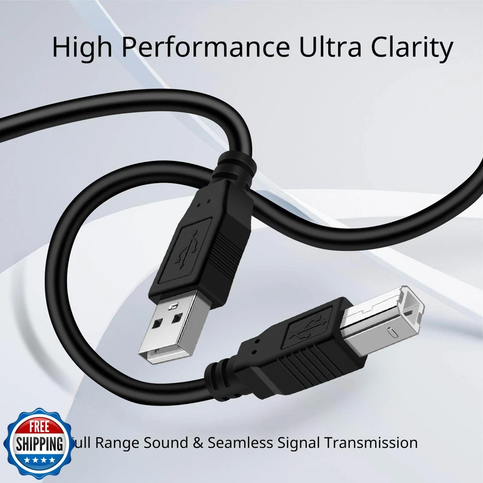 TNP USB A to USB B Audio MIDI Cable - 10 Meters, Black, Male-to-Male, USB 2.0 - Image 2 of 4