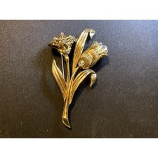 Strass tulipani vintage Coro tono oro su steli 3 pollici