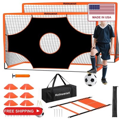 2-Pack 6x4FT Portable Soccer Goals for Kids, Pop Up Youth Soccer Net Set with Ba