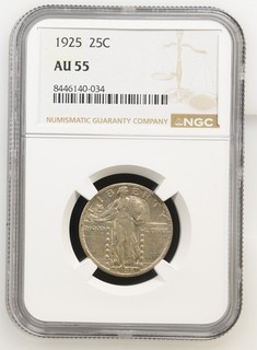 1925 United States Standing Liberty Quarter 25c NGC AU55 cert 034