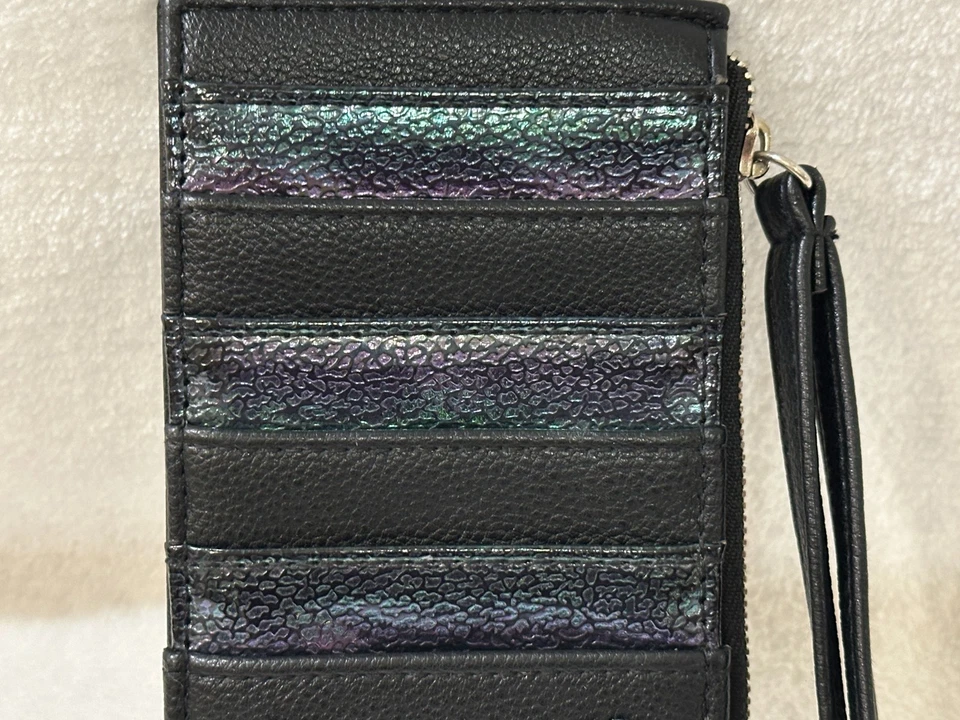 Jessica Simpson ~ Black Leather Card Wallet Wristlet Strap ~ Zippered Pocket NEW - Image 4 of 4