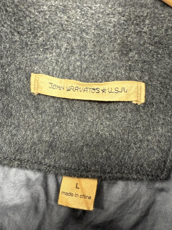 John Varvatos Star USA Coat Mens Large Wool Cashmere Double Breasted Charcoal - Image 3 of 4