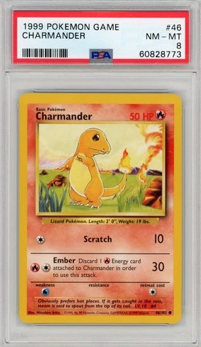 1999 Pokemon Charmander Base Set #46 PSA 8 Partial Set Break