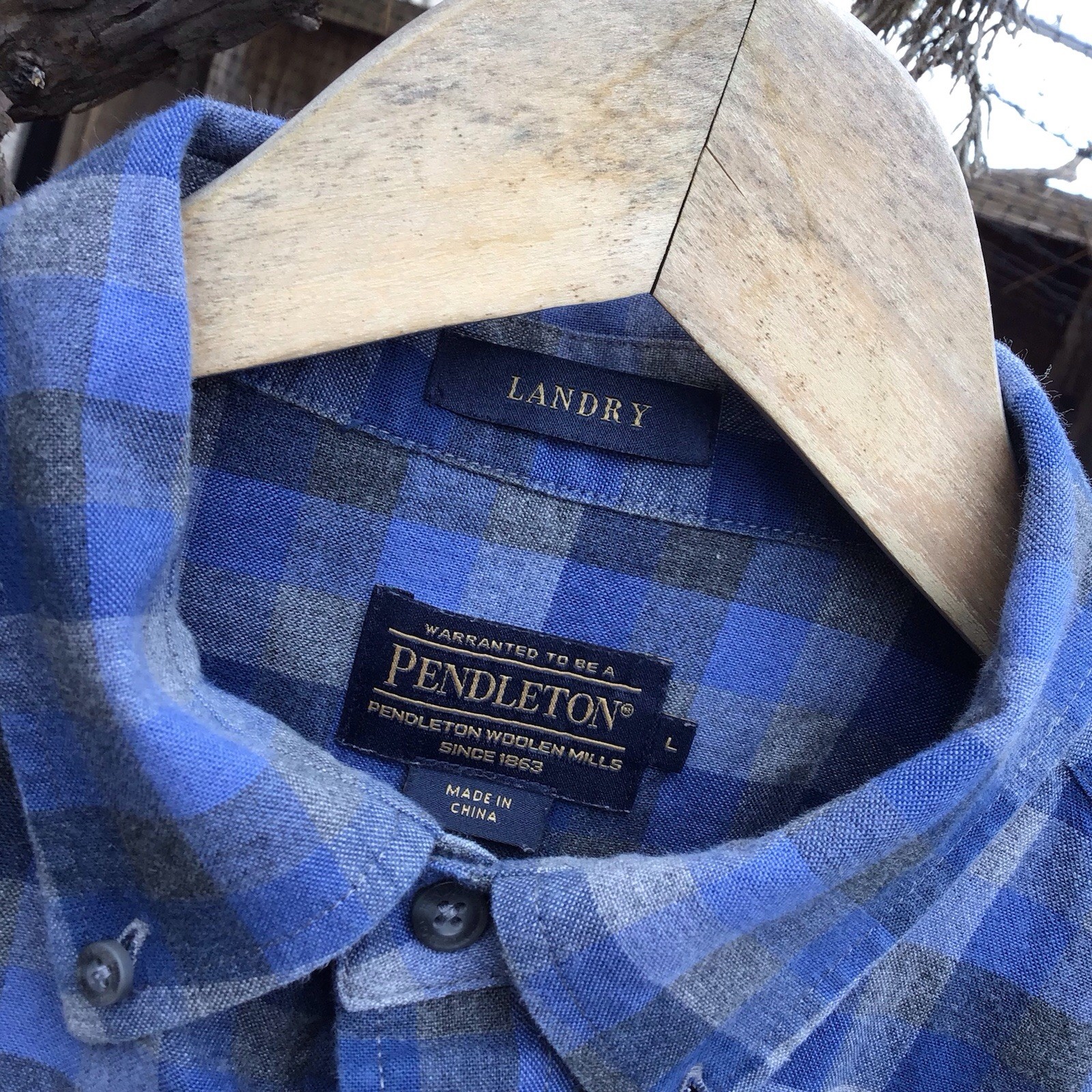 Pendleton Landry Blue Plaid Button Down Shirt Men… - image 4