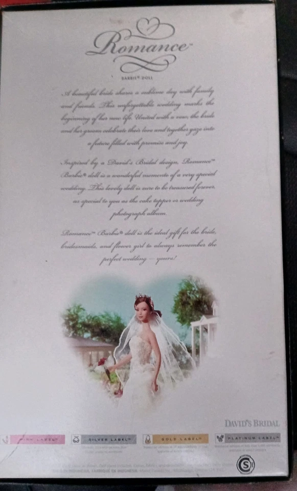 David’s Bridal Romance Barbie Edición Coleccionista Morena Novia Muñeca Boda Foto 2 de 2