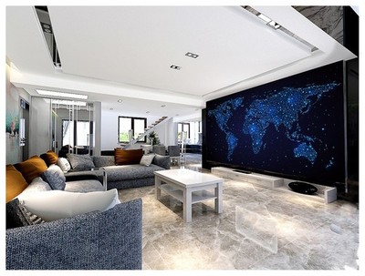 3D Blue Light Map K424 Wallpaper Mural Self-adhesive Removable Sticker Kay