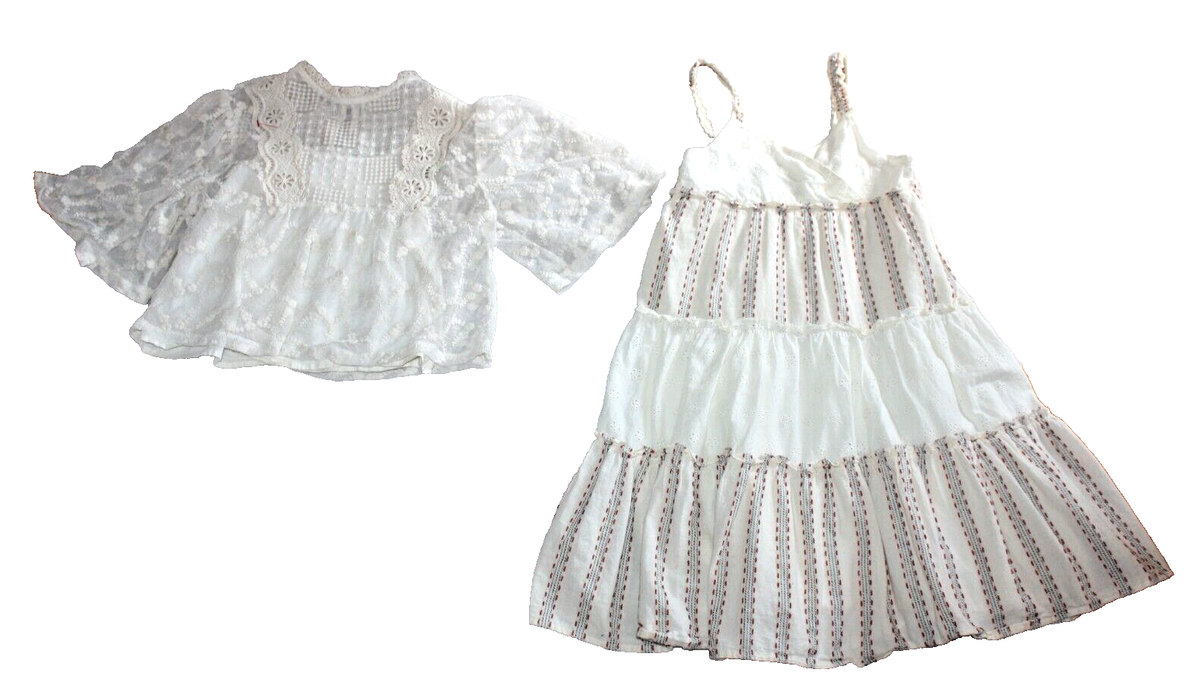 Zara Girls embroidered and striped dress and lacy boho lined top 2 pcs. size 7 Zara Girls embroidered and striped dress and lacy boho lined top 2 pcs. size 7