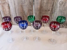 9 Ajka Arabella Large Wine Glasses Various colors Purple Ruby Blue Green