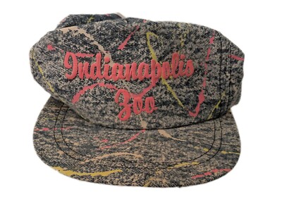 Vintage 80s Snapback Trucker Hat Cap Indianapolis Zoo Hat Unique Find Acid Wash